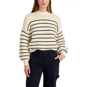 Alex Mill Cream & Navy Striped Button Back Sweater, Size XL